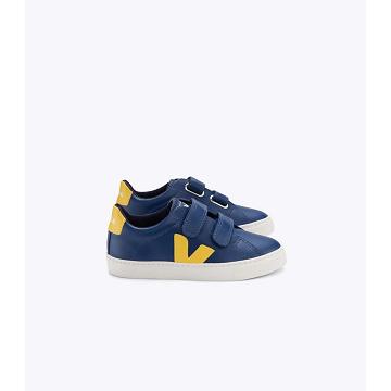 Veja ESPLAR LEATHER Tenisky Detske Navy/Yellow | SK 813YXF